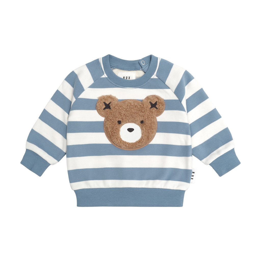 Huxbaby Furry Hux Stripe Sweatshirt - Cornflower/Ecru