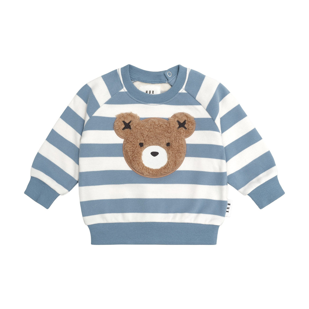 Huxbaby Furry Hux Stripe Sweatshirt - Cornflower/Ecru