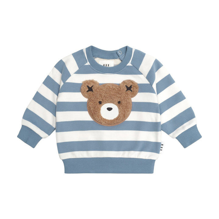 Huxbaby Furry Hux Stripe Sweatshirt - Cornflower/Ecru