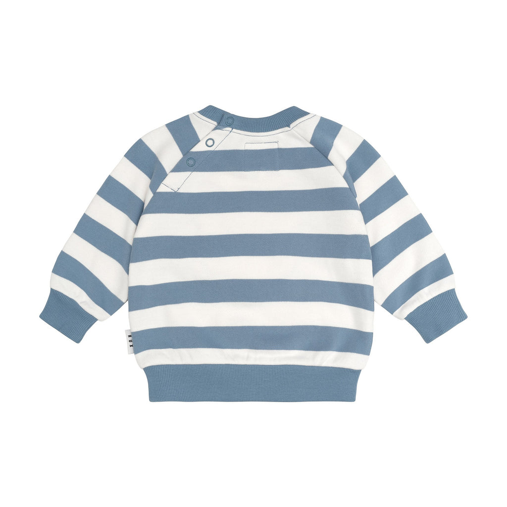 Huxbaby Furry Hux Stripe Sweatshirt - Cornflower/Ecru