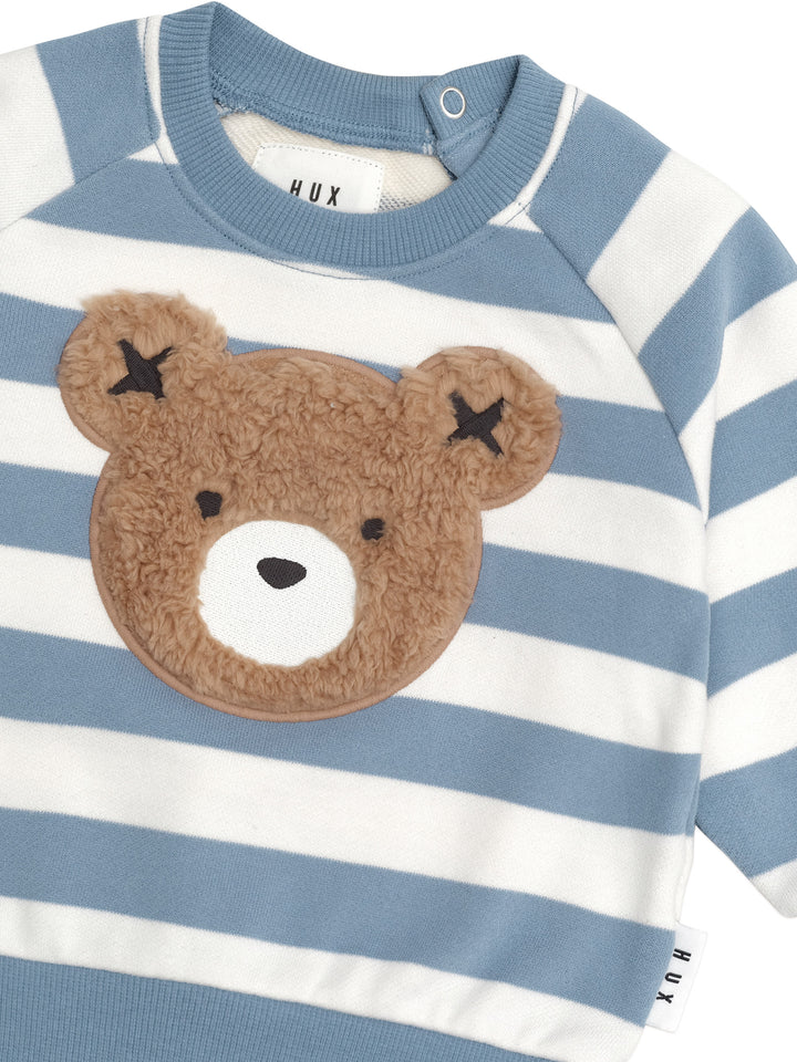 Huxbaby Furry Hux Stripe Sweatshirt - Cornflower/Ecru
