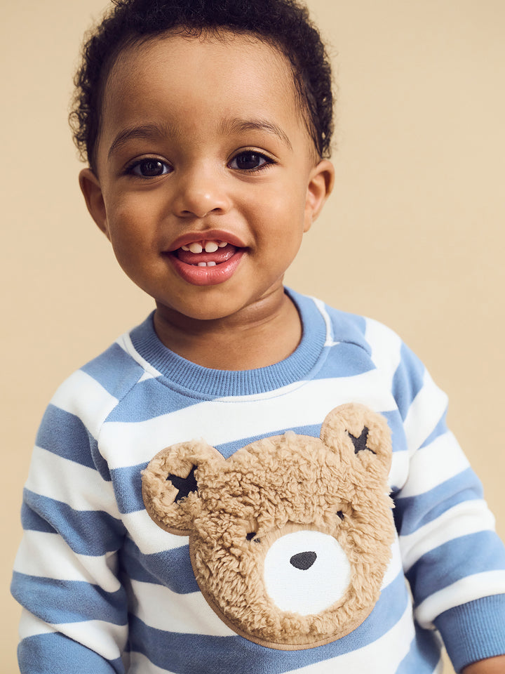 Huxbaby Furry Hux Stripe Sweatshirt - Cornflower/Ecru