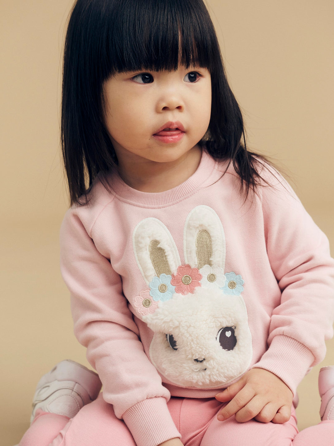 Huxbaby Blossom Fur Bunny Sweatshirt - Pink Pearl