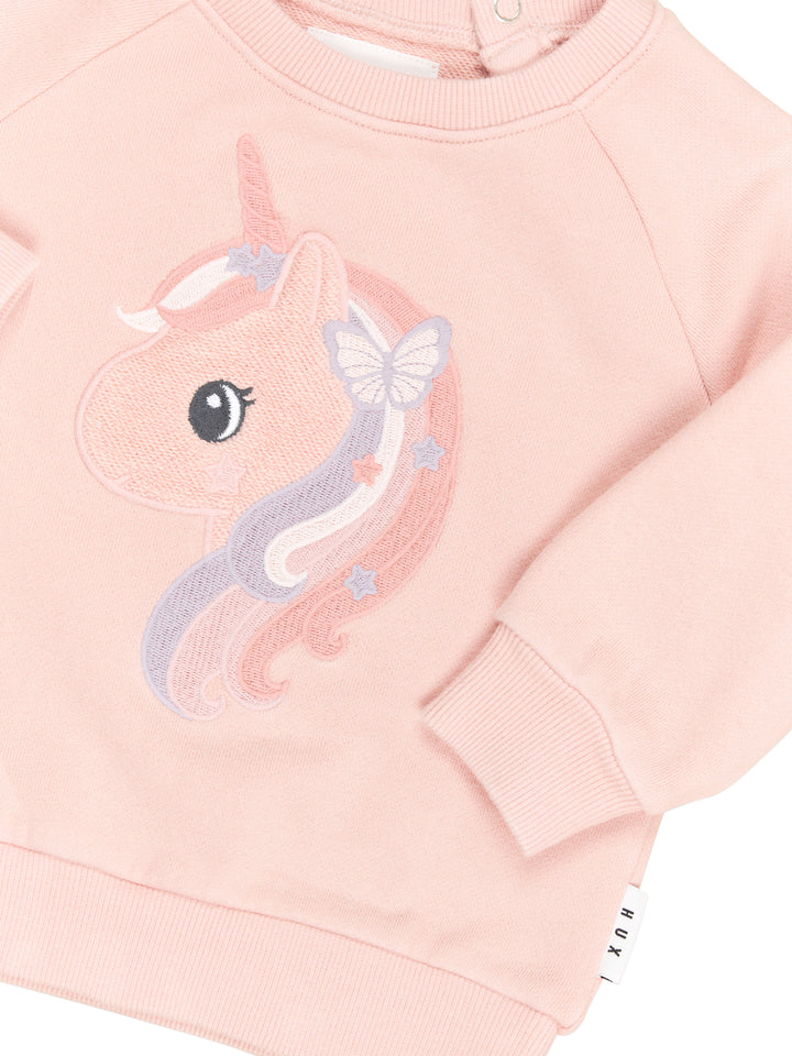 Huxbaby Mystic Unicorn Sweatshirt - Washed Rosebud