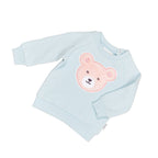 Furry Heart Bear Sweatshirt - Blue Misty