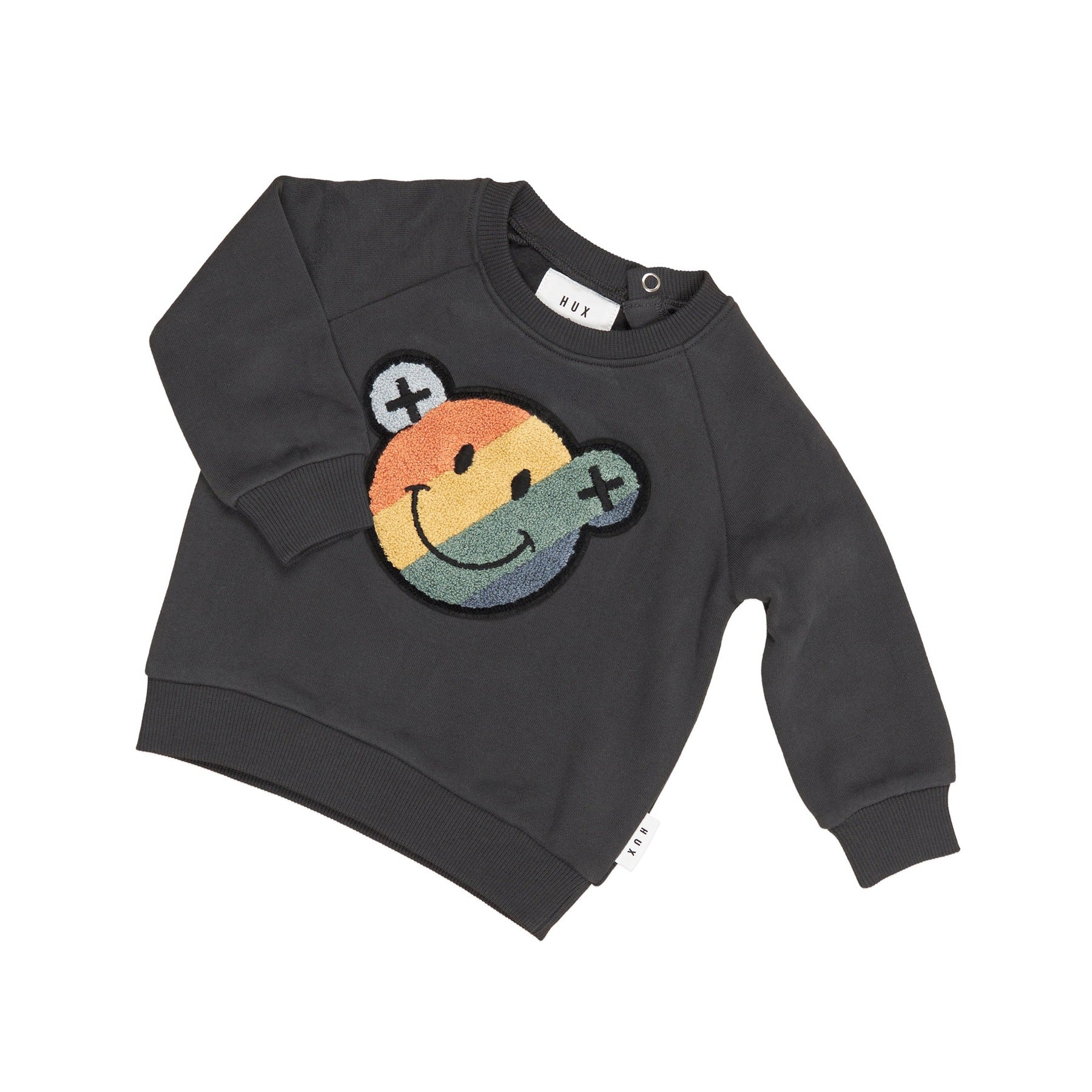 Smiley Rainbow Sweatshirt - Soft Black