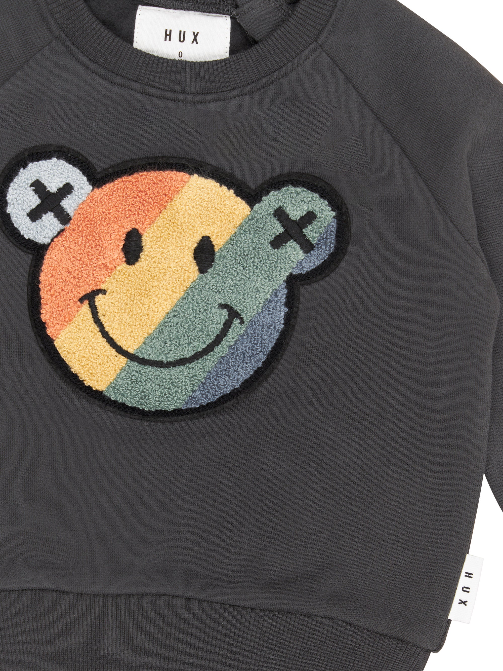 Smiley Rainbow Sweatshirt - Soft Black
