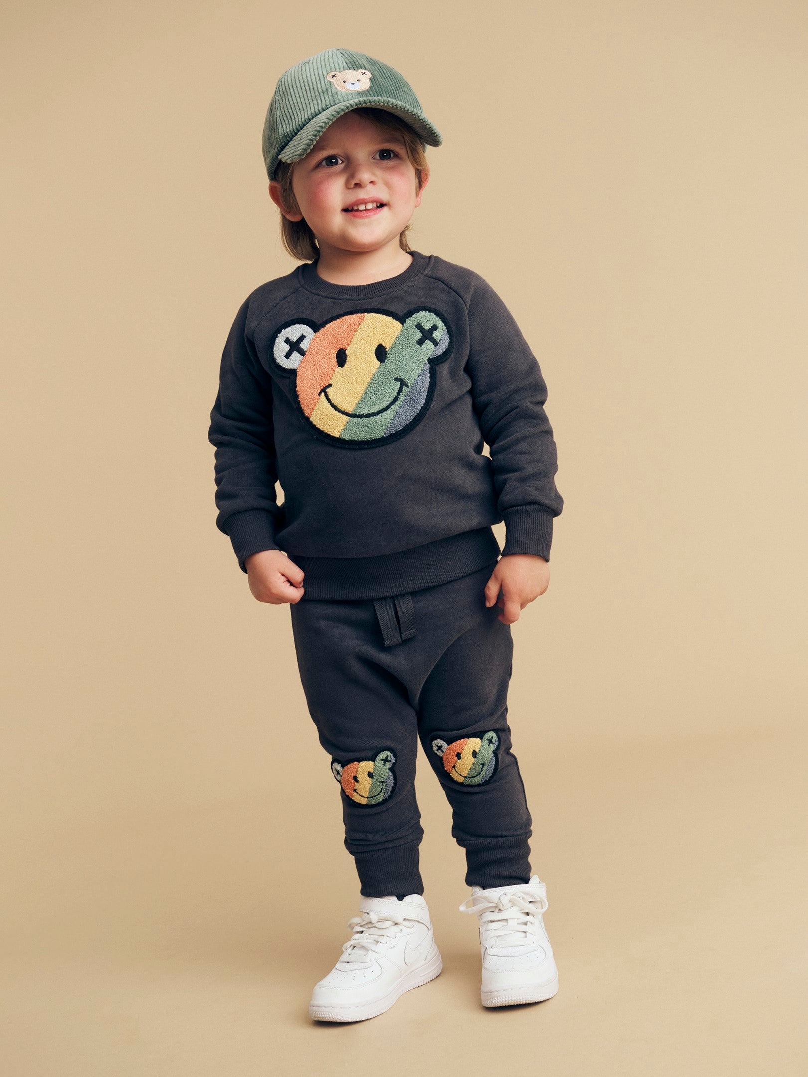 Smiley Rainbow Sweatshirt - Soft Black