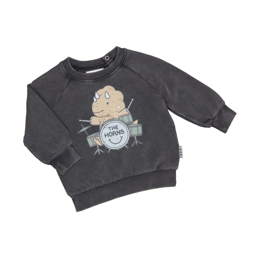 Huxbaby Dino Drums Sweatshirt - Washed Black