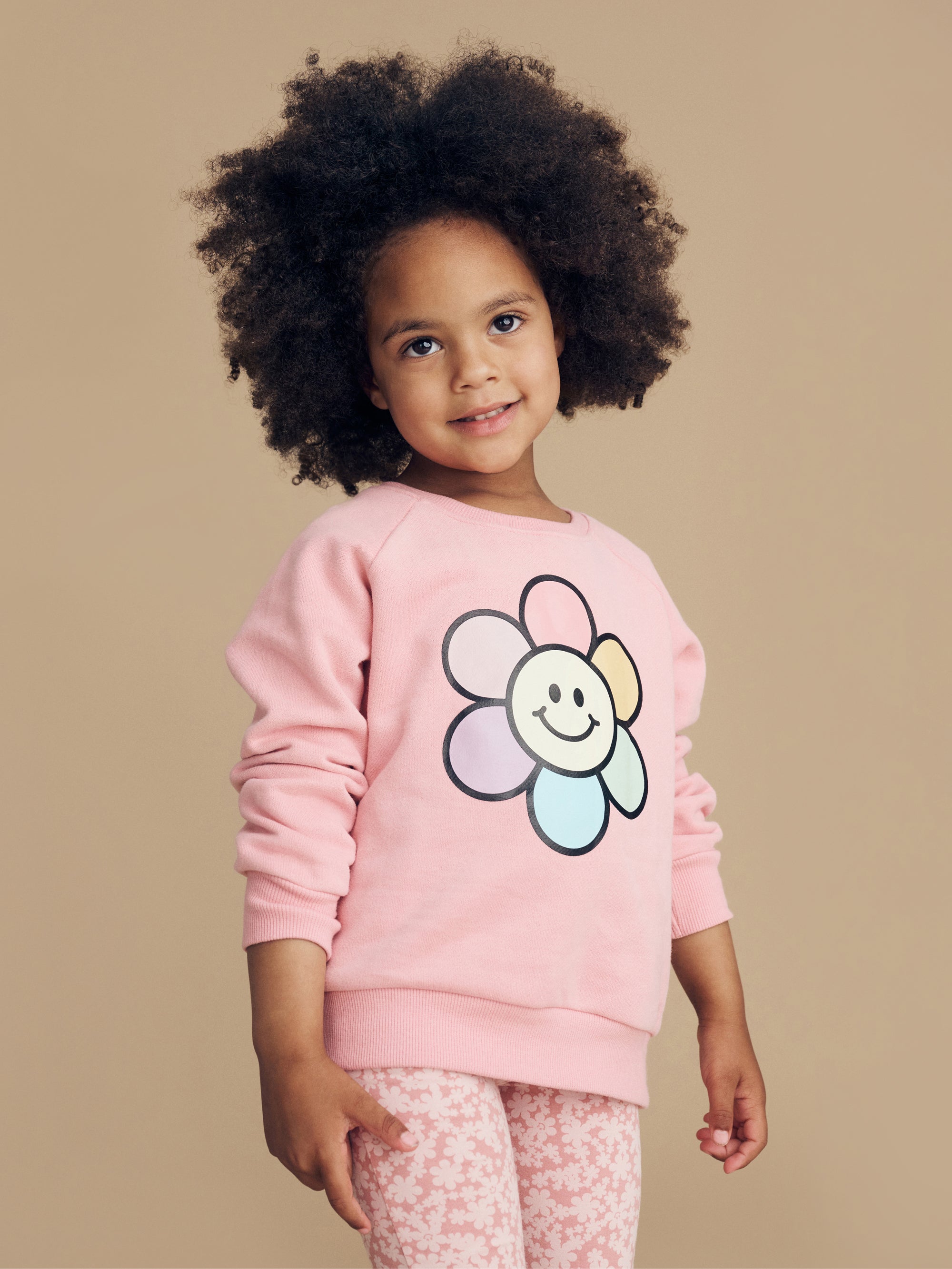 Huxbaby Rainbow Daisy Sweatshirt - Dusty Rose