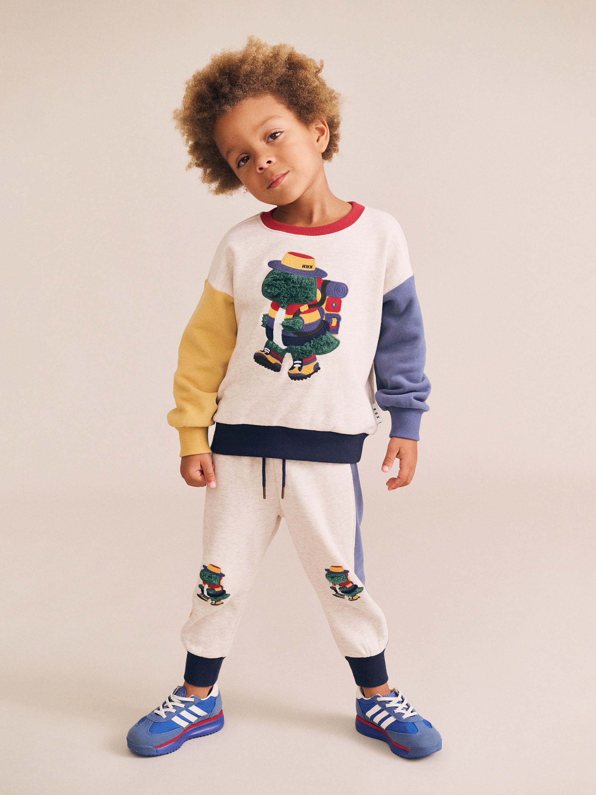 Camping Dino Colour Block Sweatshirt