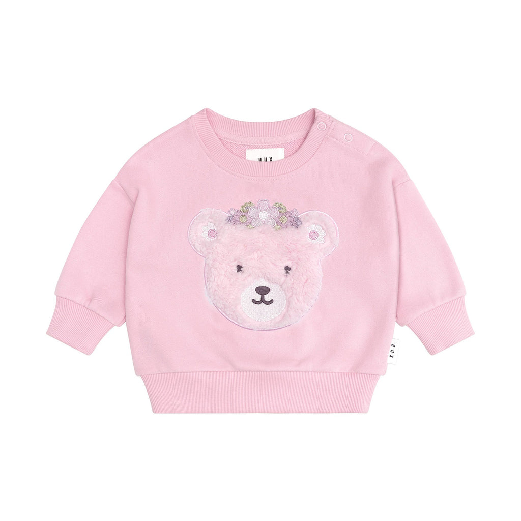Huxbaby Daisy Furry Bear Sweatshirt - Lilac Mist