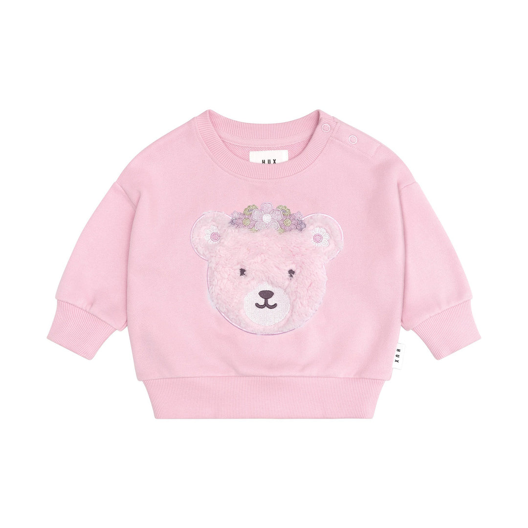 Huxbaby Daisy Furry Bear Sweatshirt - Lilac Mist