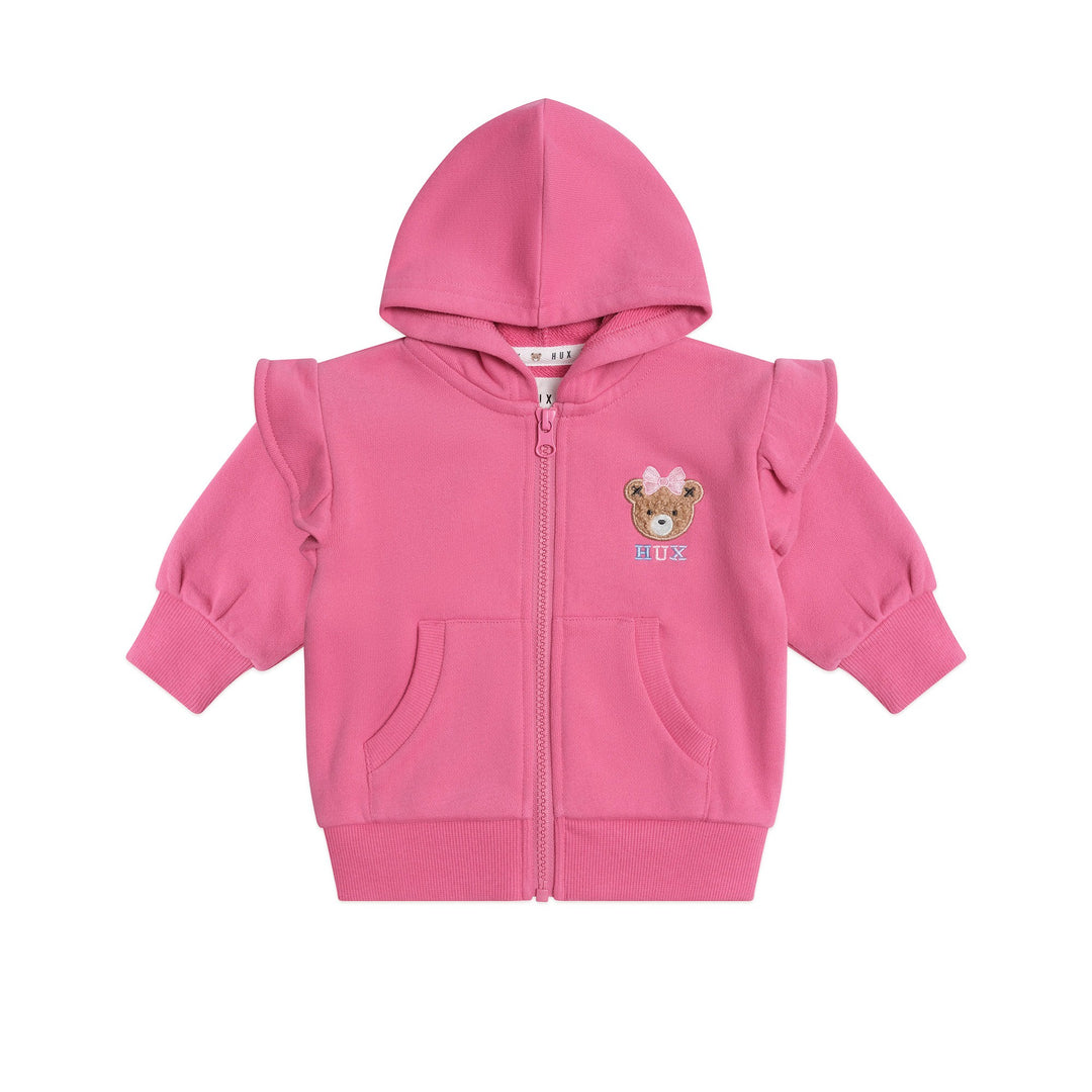 Huxbaby Zip Up Frill Hoodie Berry