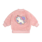 Unicorn Heart Faux Fur Jacket - Candy