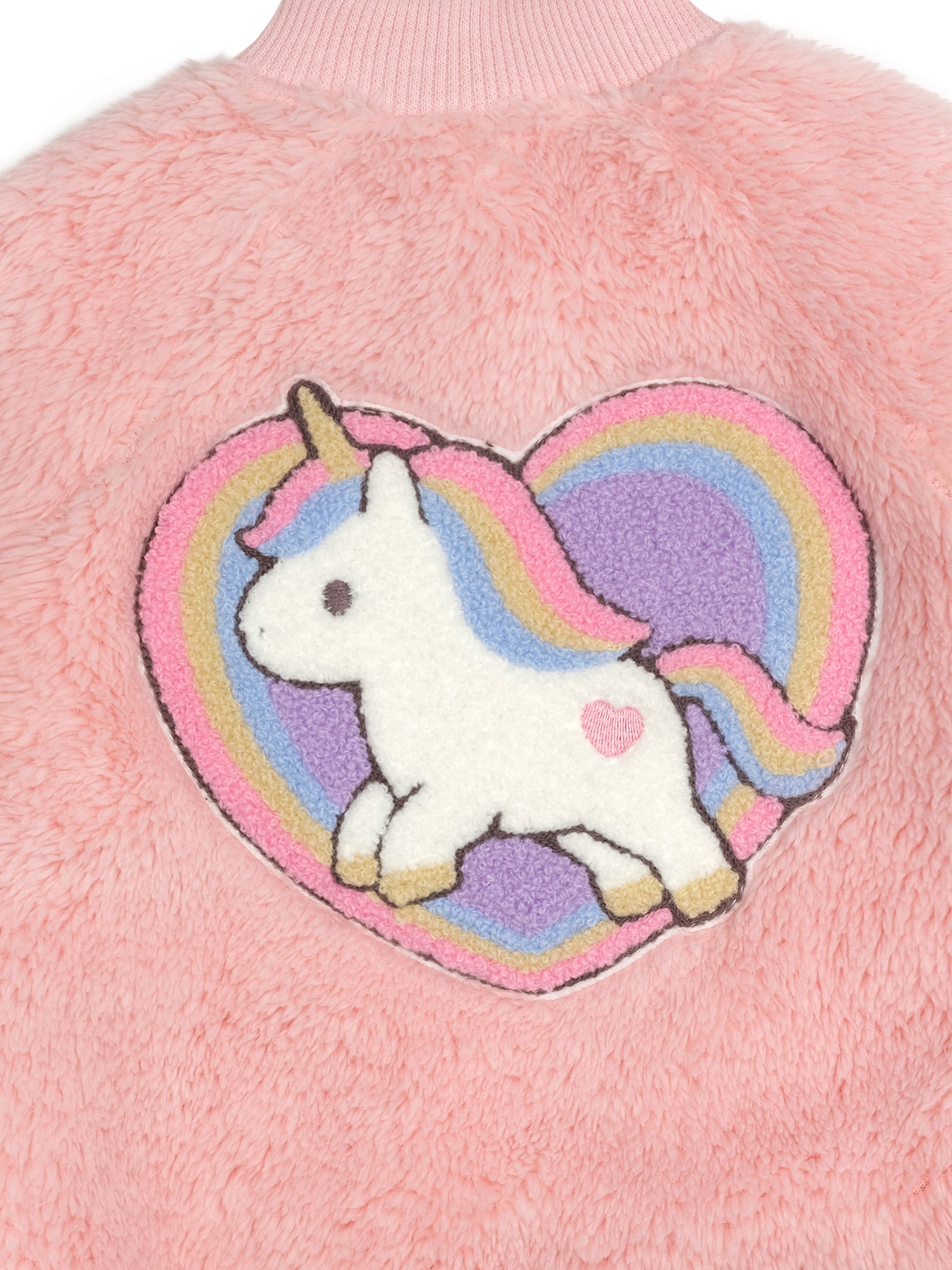 Unicorn Heart Faux Fur Jacket - Candy