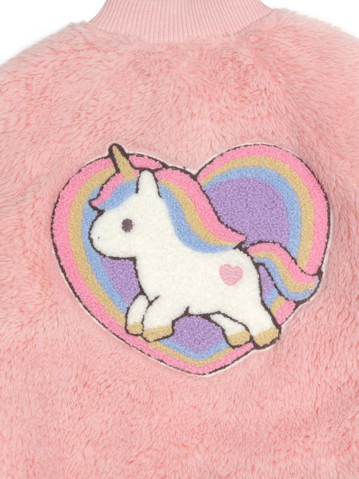 Huxbaby Unicorn Heart Faux Fur Jacket - Candy