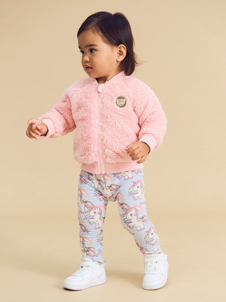 Huxbaby Unicorn Heart Faux Fur Jacket - Candy