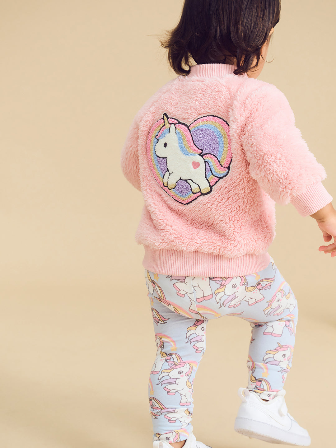 Huxbaby Unicorn Heart Faux Fur Jacket - Candy