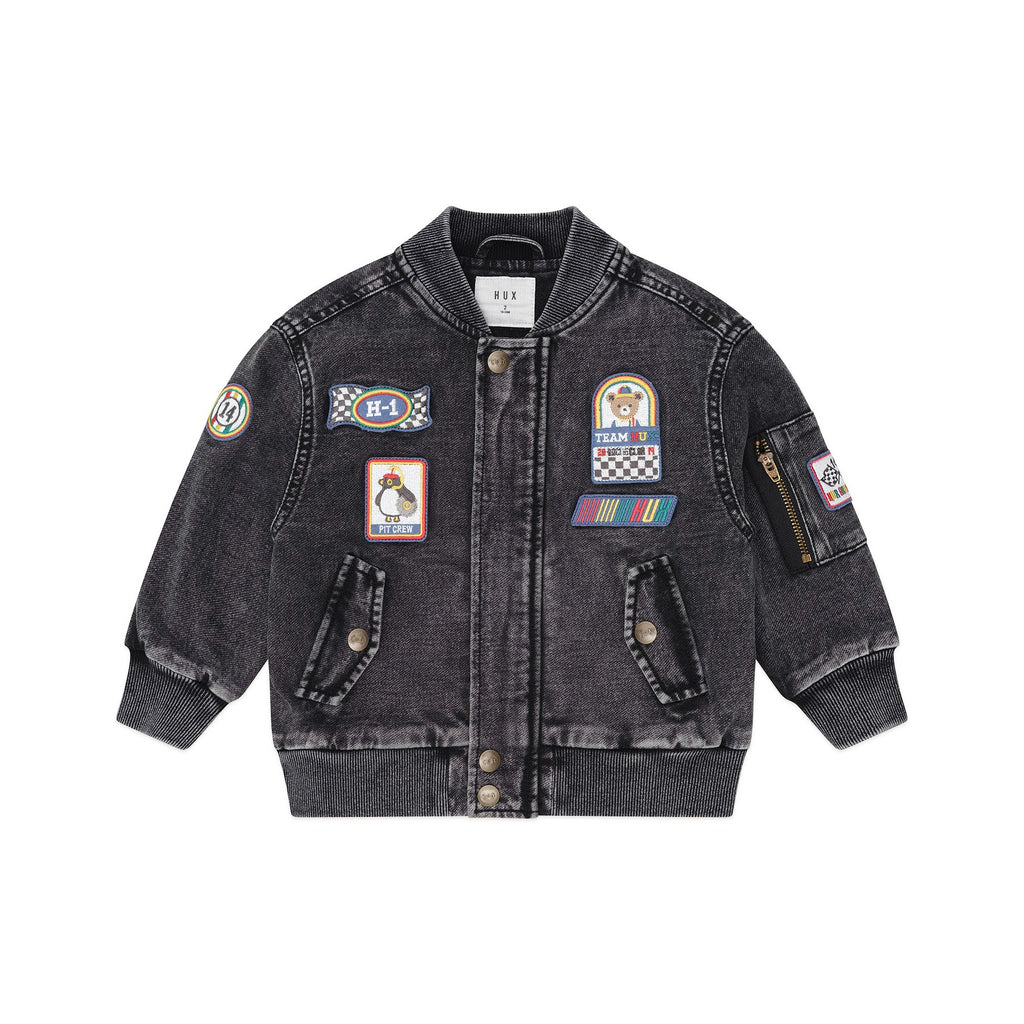 Black Knit Denim Patches Jacket