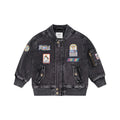 Black Knit Denim Patches Jacket