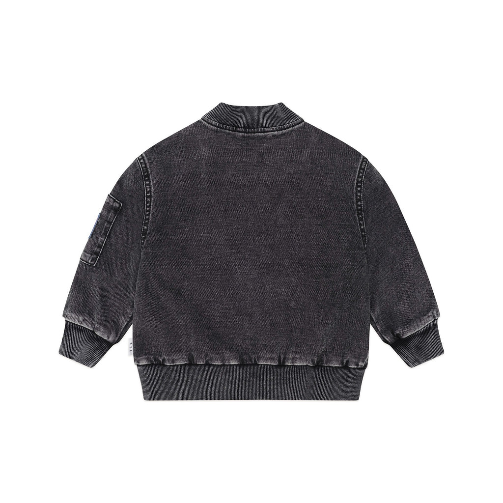 Black Knit Denim Patches Jacket