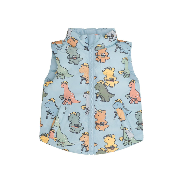 Huxbaby Construction Dinos Reversible Vest - Marine Blue