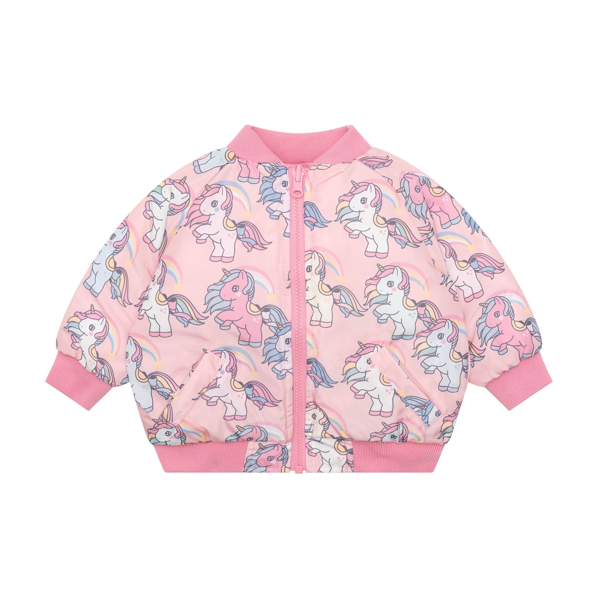 Rainbow Unicorn Reversible Bomber - Bubblegum