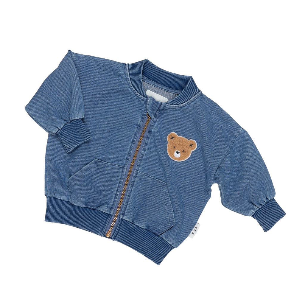 Hux Bear Knit Denim Bomber Jacket