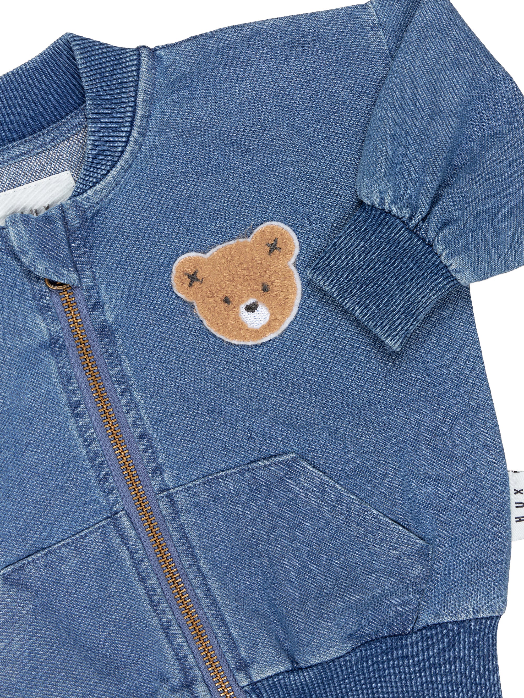 Hux Bear Knit Denim Bomber Jacket