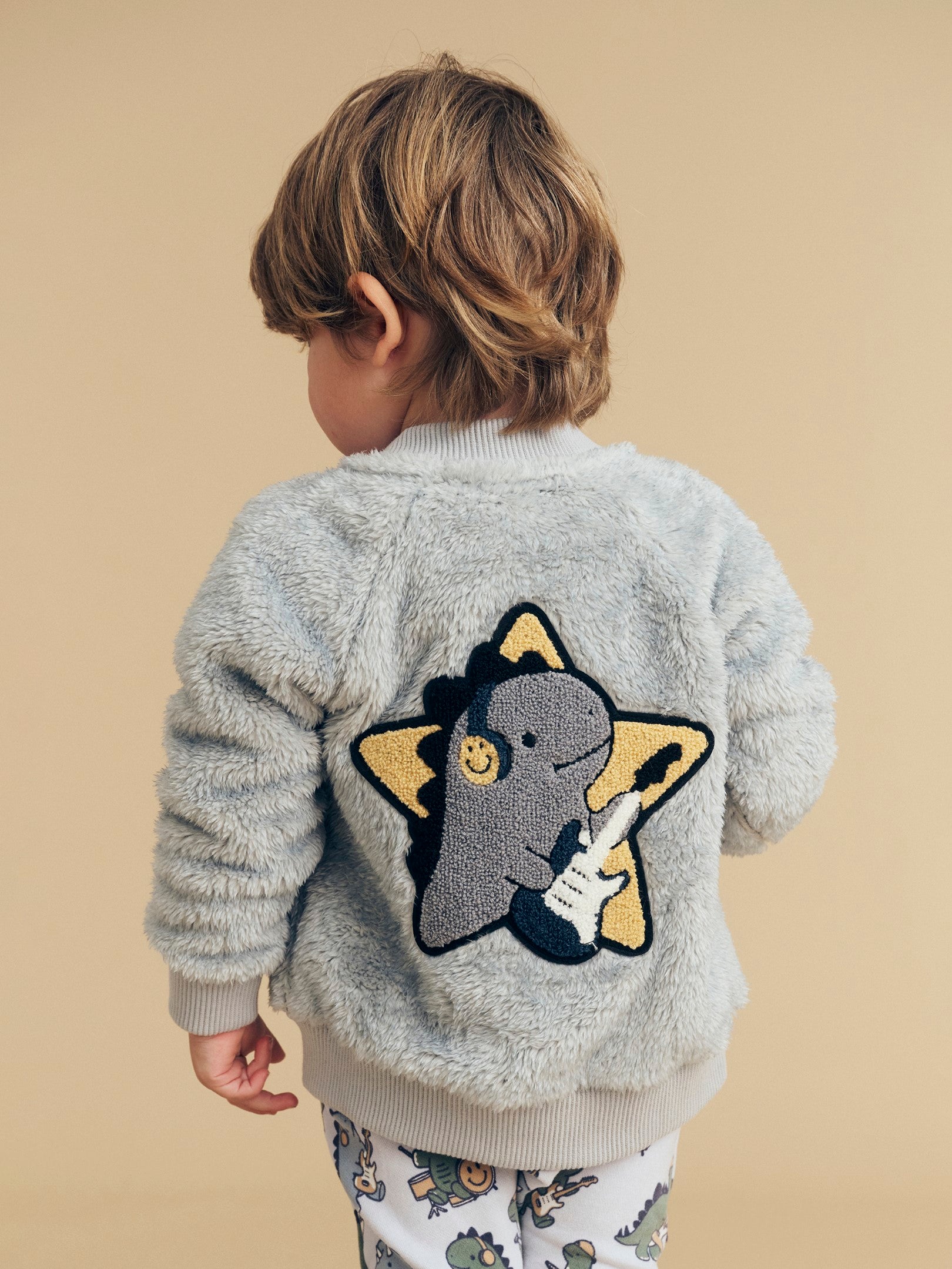 Dino Star Fur Jacket - Dusty Blue