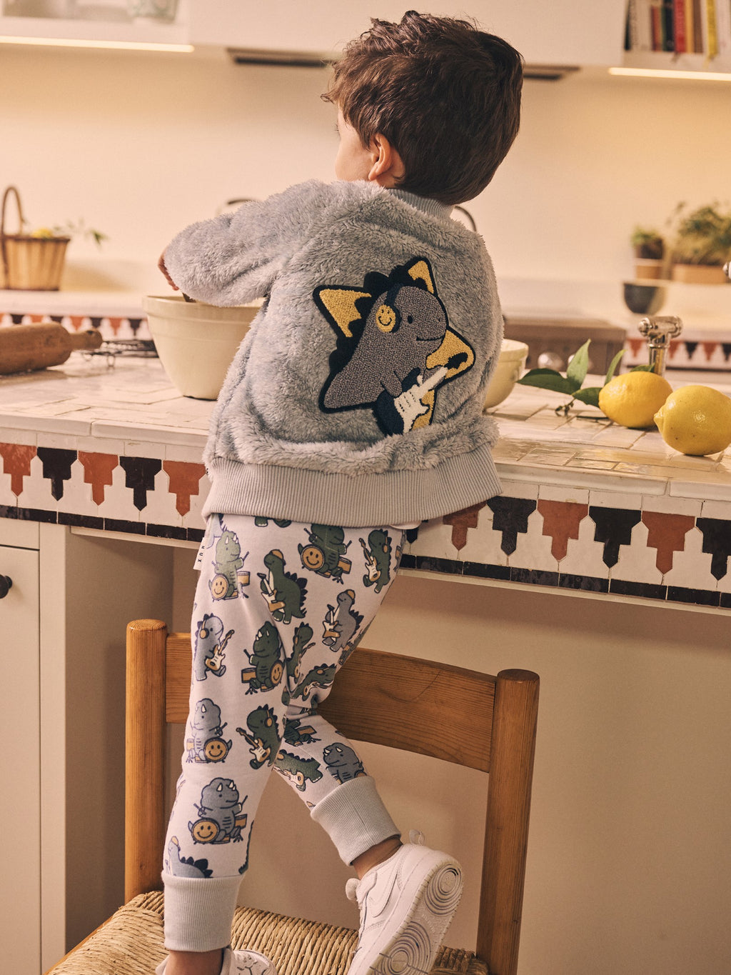 Dino Star Fur Jacket - Dusty Blue