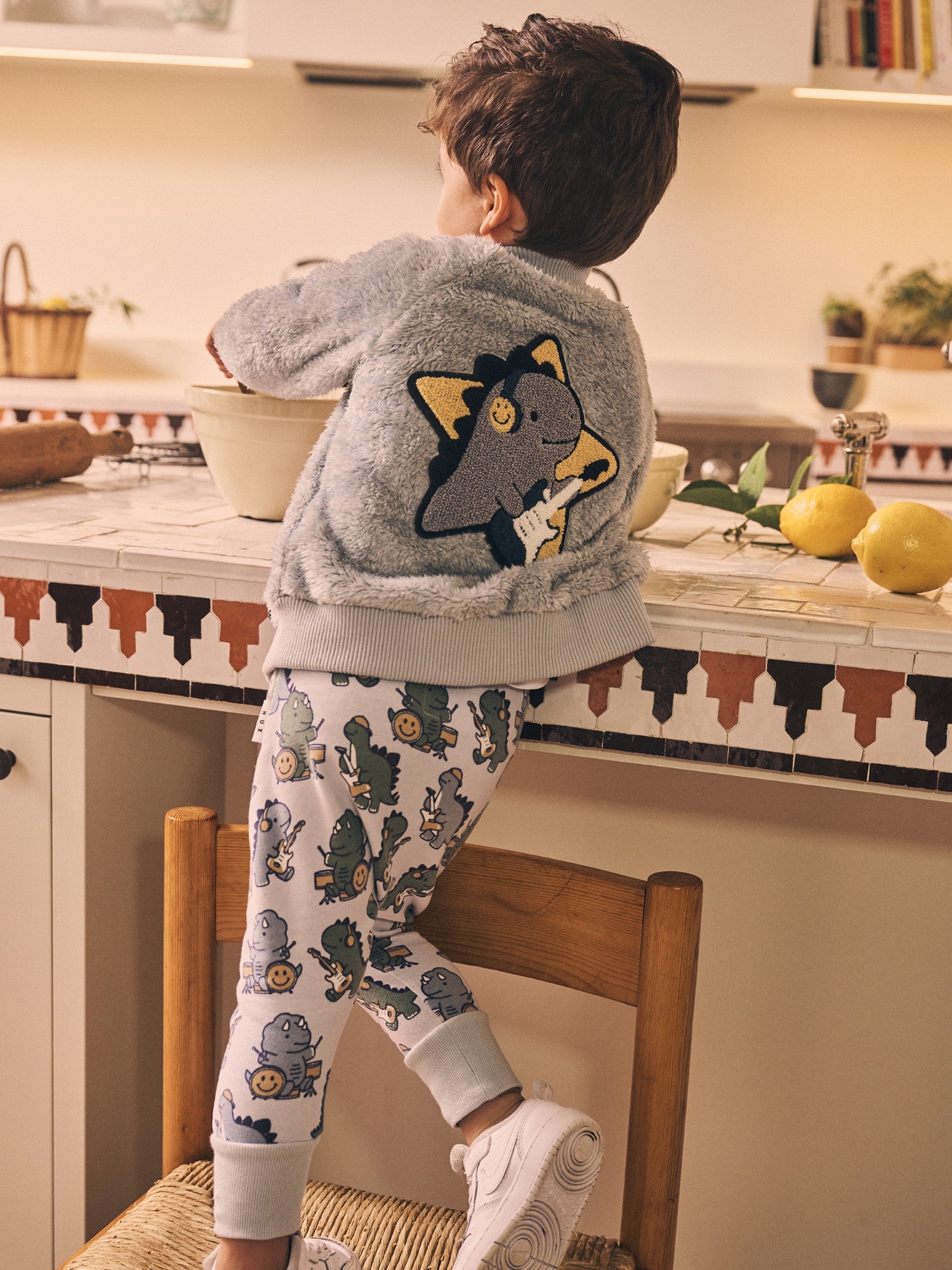 Dino Star Fur Jacket - Dusty Blue