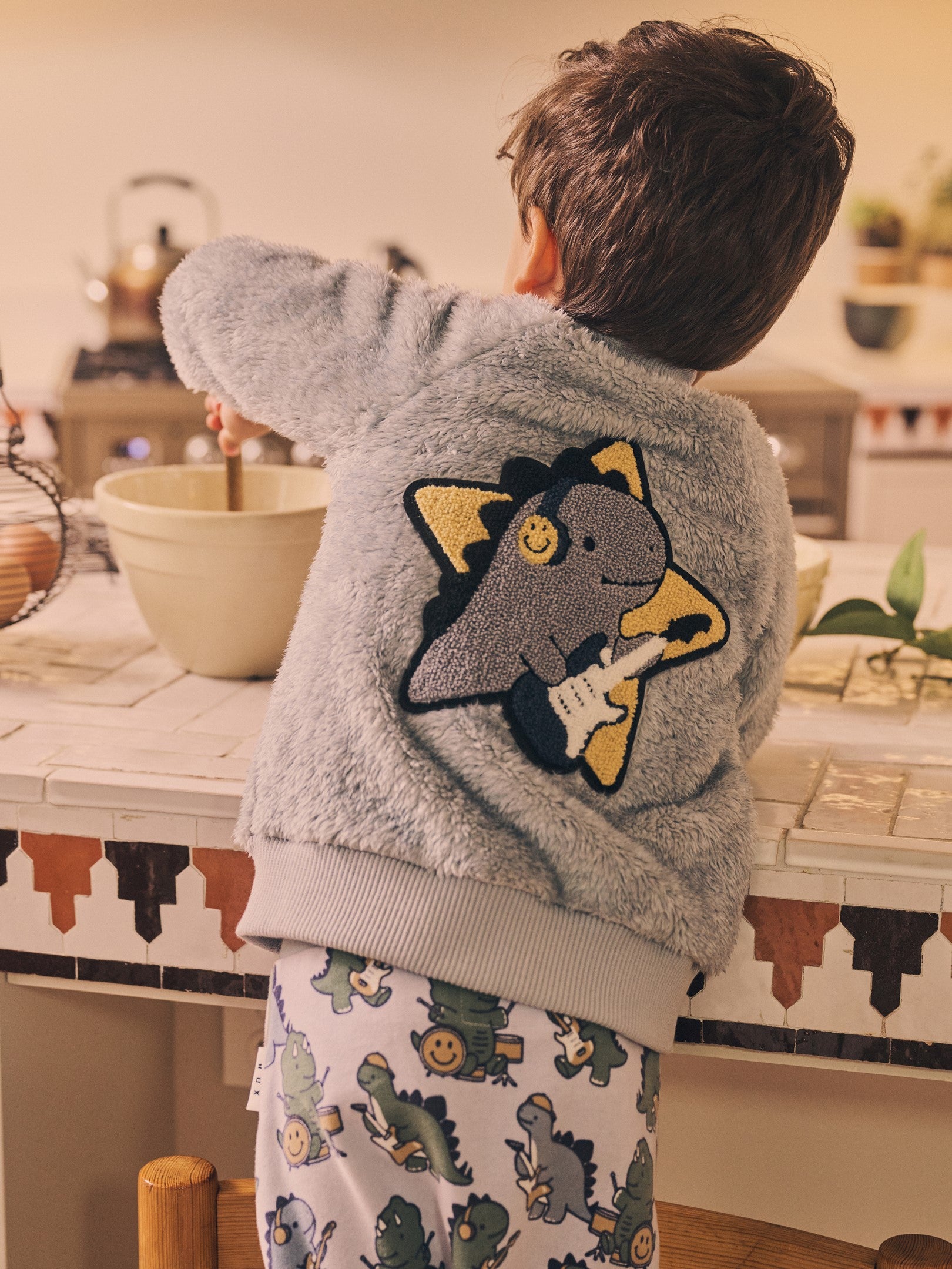 Dino Star Fur Jacket - Dusty Blue