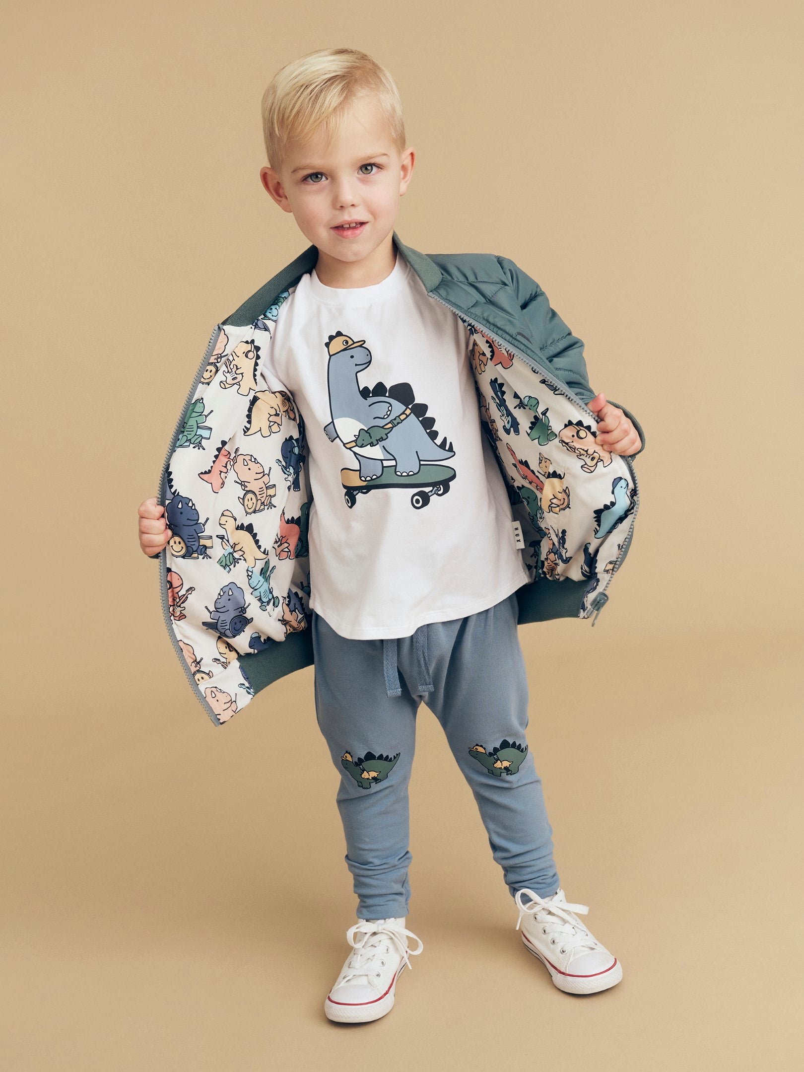 Dino Band Reversible Bomber - Light Spruce