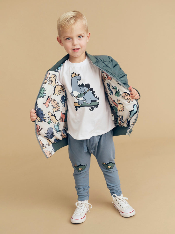 Huxbaby Dino Band Reversible Bomber - Light Spruce