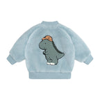 Construction Dino Faux Fur Jacket - Marine Blue