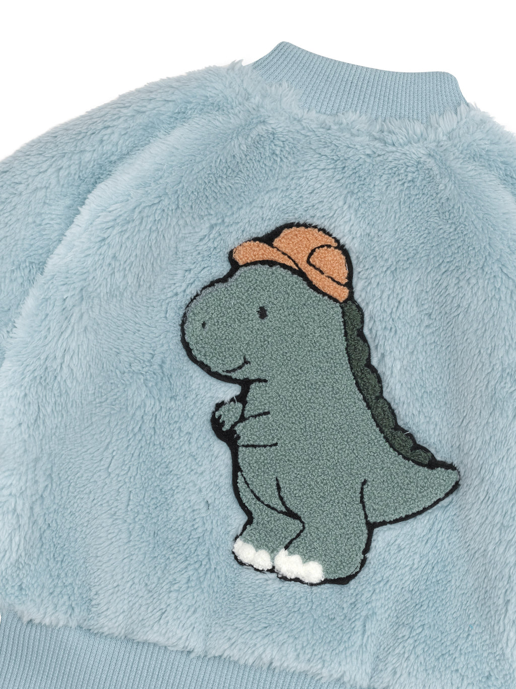 Construction Dino Faux Fur Jacket - Marine Blue