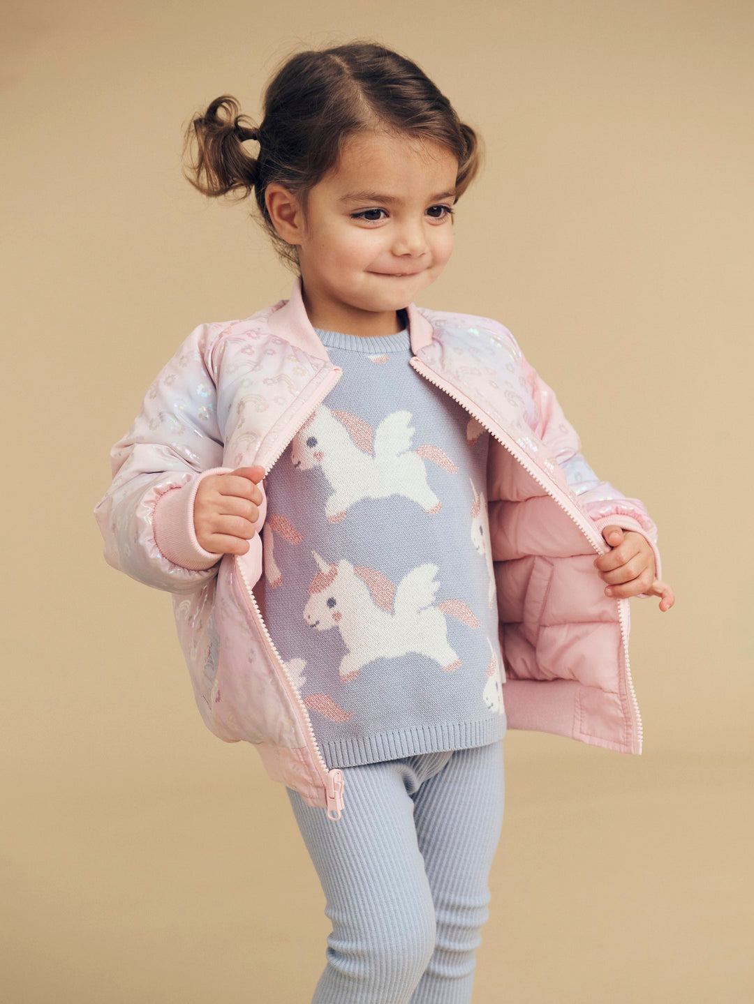 Huxbaby Rainbow Reversible Bomber - Rosebud