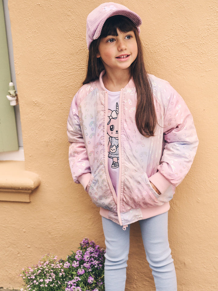 Huxbaby Rainbow Reversible Bomber - Rosebud