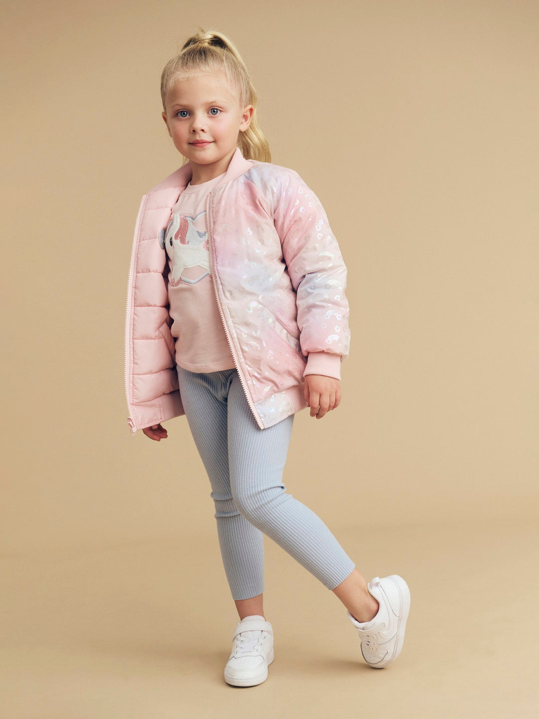 Huxbaby Rainbow Reversible Bomber - Rosebud