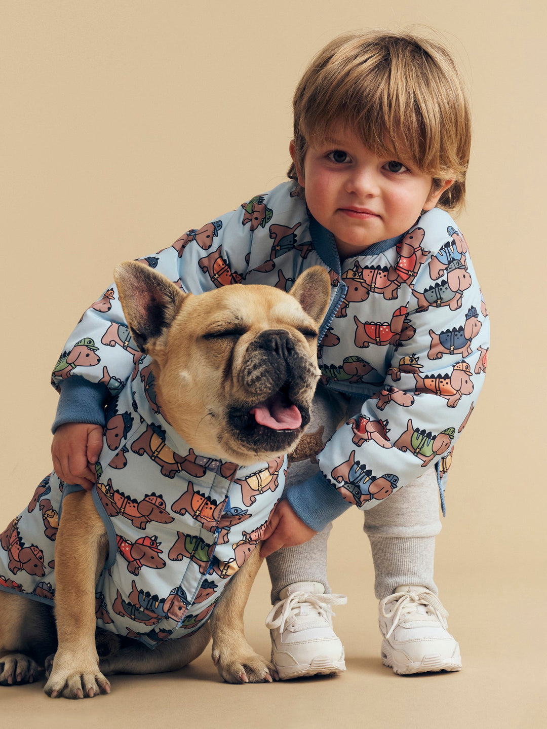 Huxbaby Dino Dog Reversible Bomber - Mountain Blue