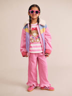 Colour Block Cord Jacket - Pink
