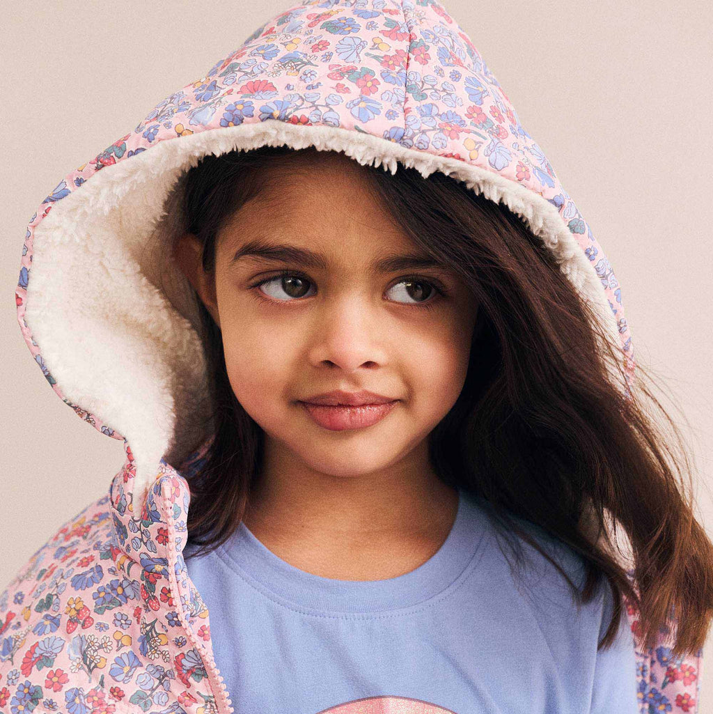 Heart Floral Quilted Puffer Jacket
