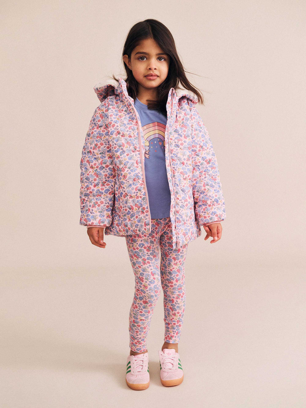 Heart Floral Quilted Puffer Jacket