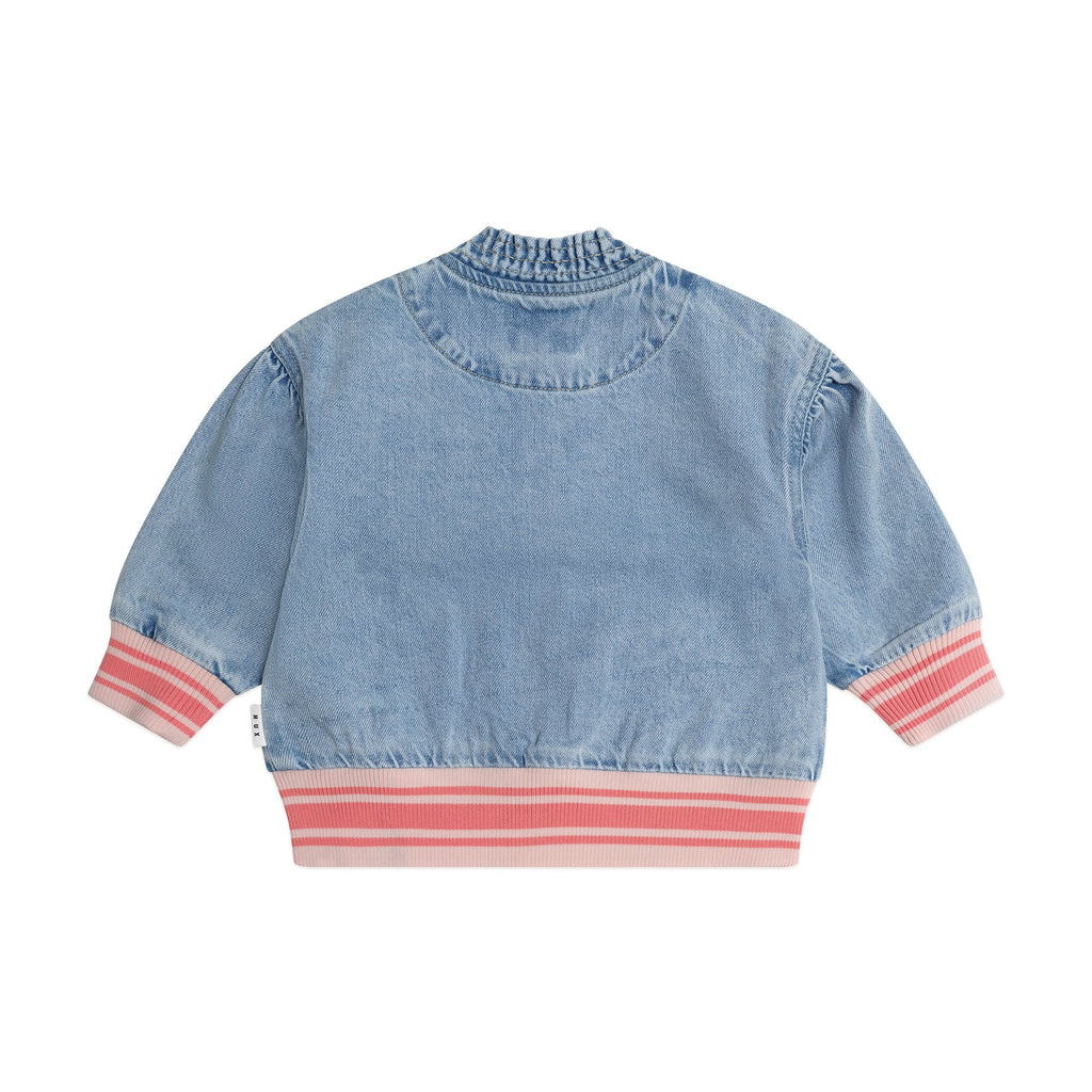 Huxbaby Dreamy Denim Strawberry Bomber