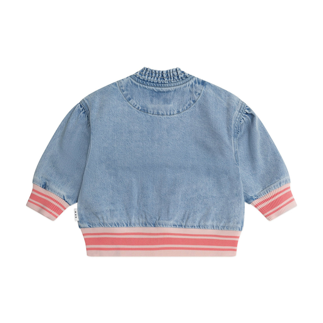 Huxbaby Dreamy Denim Strawberry Bomber