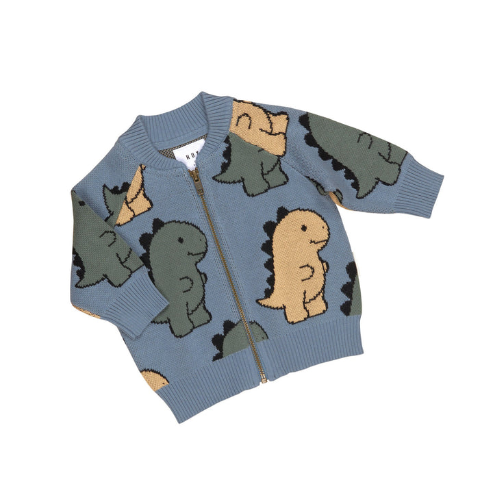 Huxbaby T-Rex Knit Bomber - Dino Blue