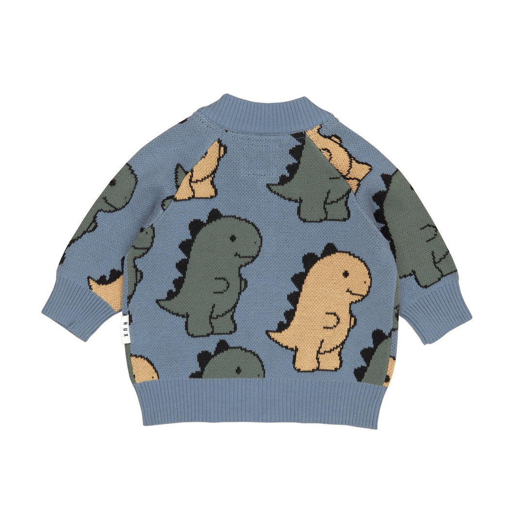 Huxbaby T-Rex Knit Bomber - Dino Blue