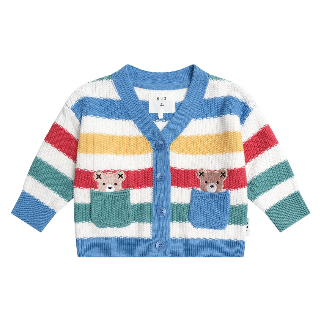 Huxbaby Peekaboo Hux Stripe Knit Cardi